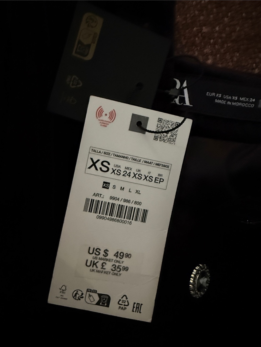 Zara Black Velvet Halter Corset Button Top - Picture 2 of 3